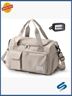 Small Gym Bag for Women, Travel Duffle Carry On Weekender with Shoe Compartment